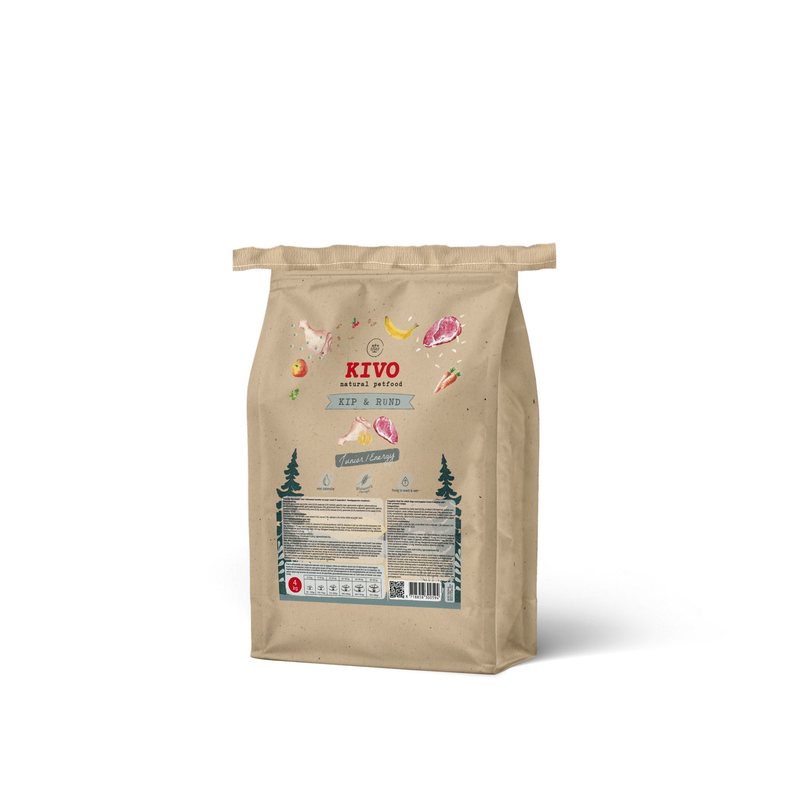 Kivo Kip & Rund 4 kg. Voor de junior of honden met pit.
