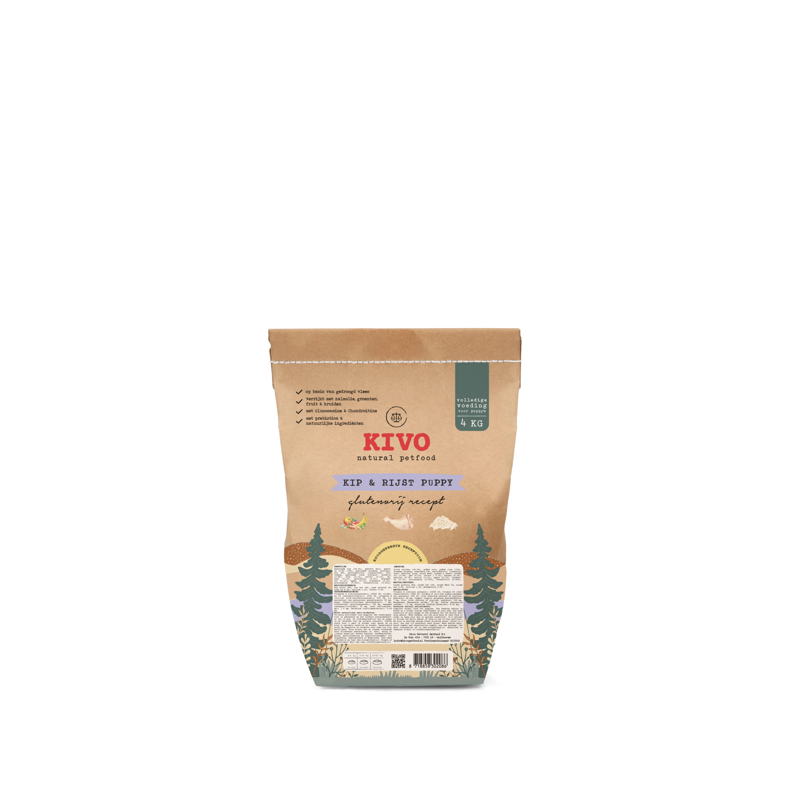Kivo kip & rijst puppy 4 kilo, Brokken voor jouw puppy
