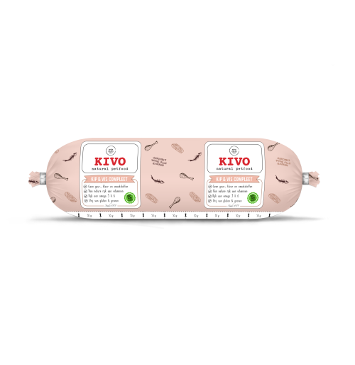 Kivo Kip en Vis complee 500 gram. Vers vlees voor jouw hond