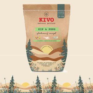 Kivo Kip en pens glutenvrij geperste brok 14 kg en 4kg