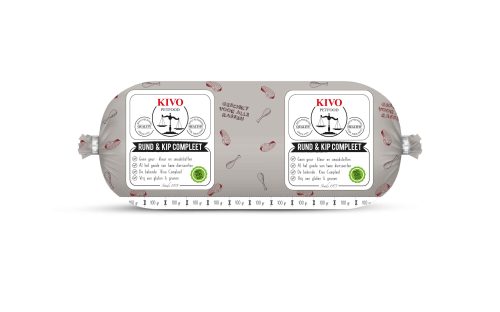 Kivo Rund en Kip compleet 1000 gram. Vers vlees voor jouw hond